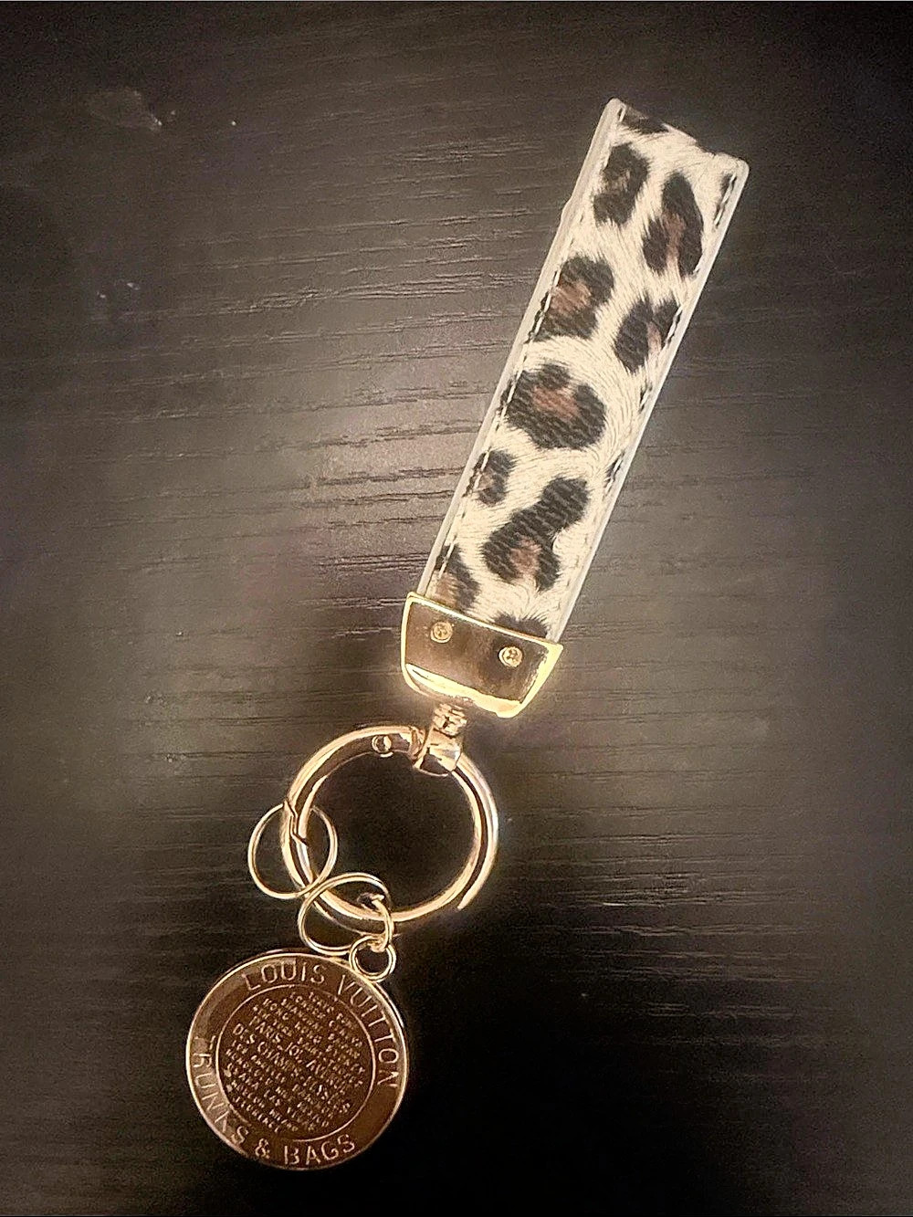 Inspired Leopard Print Keychain in Brown & White